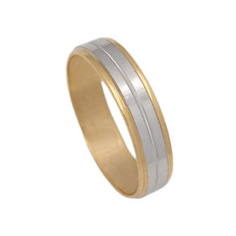 Alianza oro bicolor hendidura central tallada