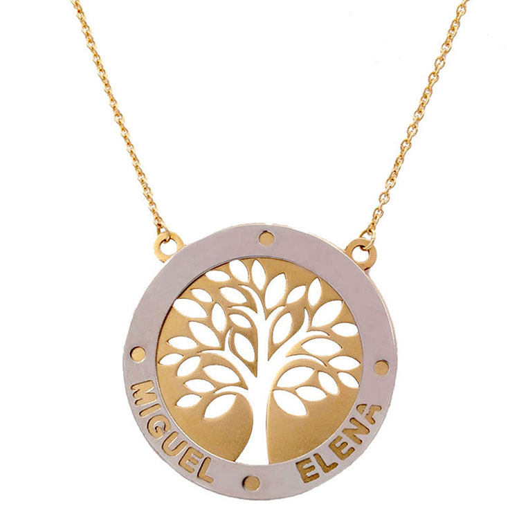 Gargantilla árbol de la vida niña + niño con nombre