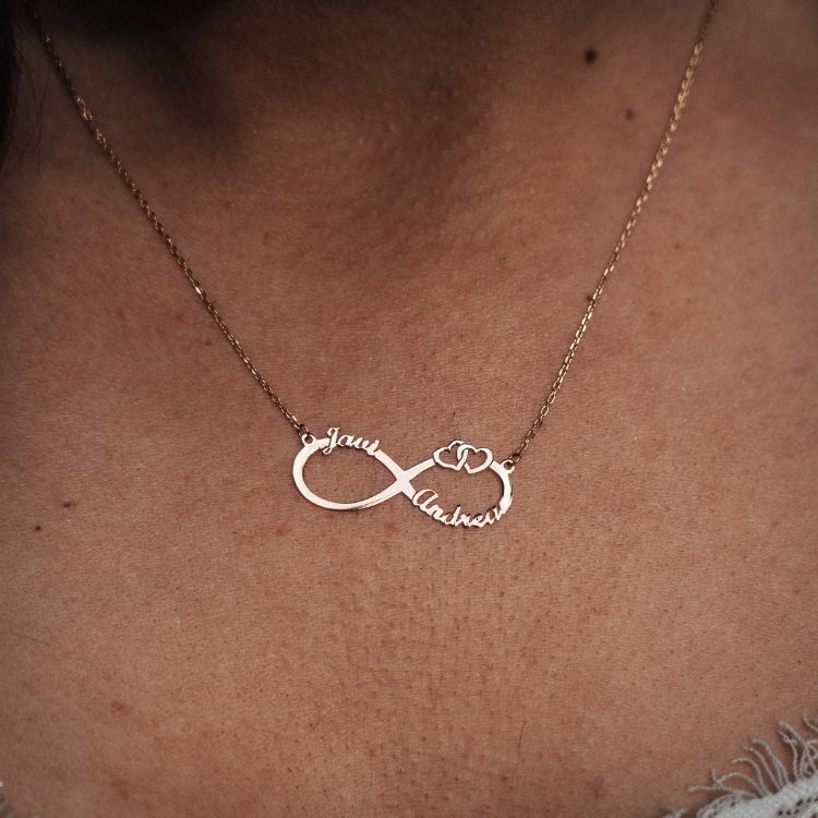 Gargantilla Infinito Corazones Nombres San Valentín Regalo aniversario Joyas enamorados personalizadas