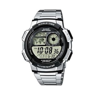 Reloj Casio digital hora mundial con cadena de acero