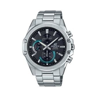 reloj casio edifice acero esfera negra y turquesa