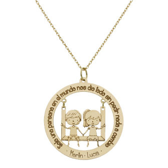 Gargantilla columpio + niños y frase