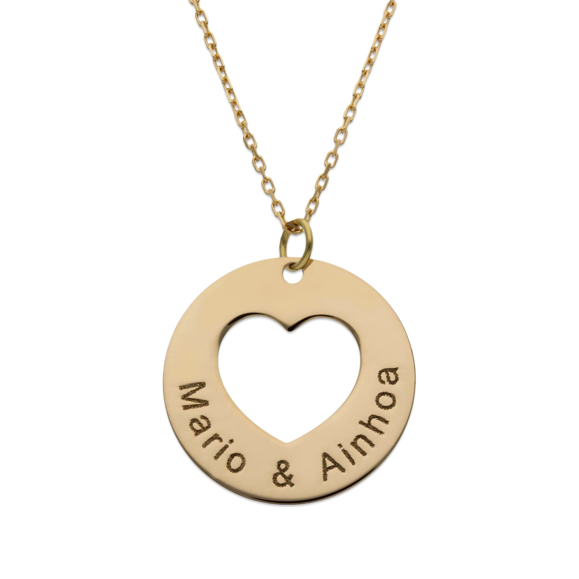 Pulsera con placa circular y un corazón personalizable - Imagen 2