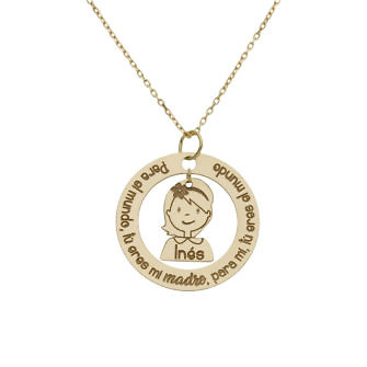 Gargantilla circular con frase + niño o niña