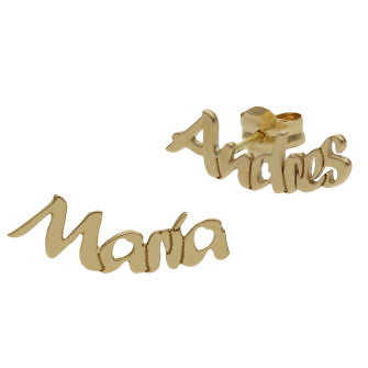 Pendientes Nombre Trepadores Oro Personalizados dos nombres en plata oro
