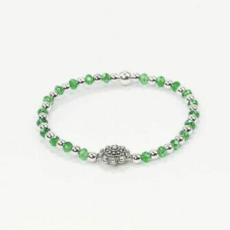 Pulsera-charra-pulsera-boton-charro-pulsera-boton-charro-con-cristales-y-bolas-de-plata-pulsera-de-Salamanca-en-plata-Salamanca-simbolo-de-Salamanca- verde botella
