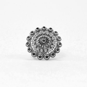 anillo charro plata color XXL anillo de Salamanca botón charro grande plata de ley negro