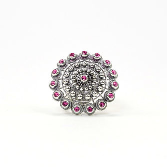 anillo charro plata color XXL anillo de Salamanca botón charro grande plata de ley rosa