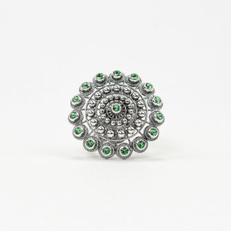 anillo charro plata color XXL anillo de Salamanca botón charro grande plata de ley verde