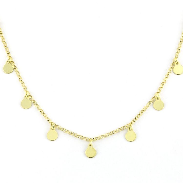 Gargantilla minicharms círculos plata chapada en oro