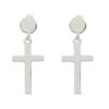 Pendientes con cruz colgante plata de Ley