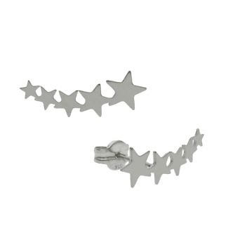 Pendientes trepadores con estrellas en plata de Ley.