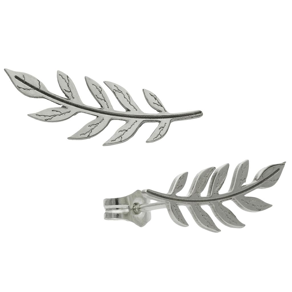 Pendientes trepadores de hoja en plata de Ley