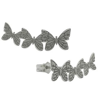 Pendientes trepadores con mariposas en plata de Ley.