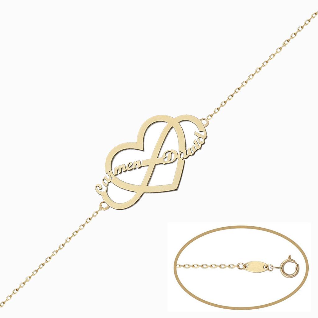 Pulsera corazón + infinito personalizable