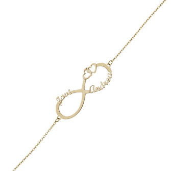 Pulsera infinito + corazones personalizable