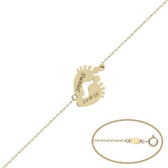 Pulsera con pies bebé personalizable