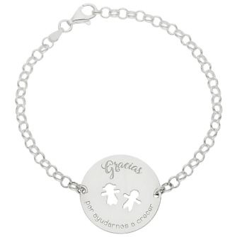 Pulsera profe con motivo redondo + niños + frase personalizable