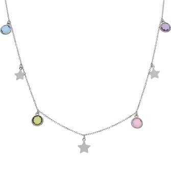 Gargantilla plata Mini Charms de estrellas y piedras