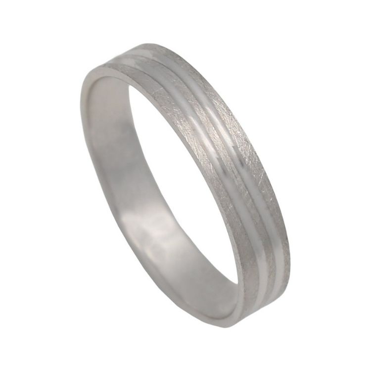 Alianza tallada en oro blanco de 18 Kl de 4mm.