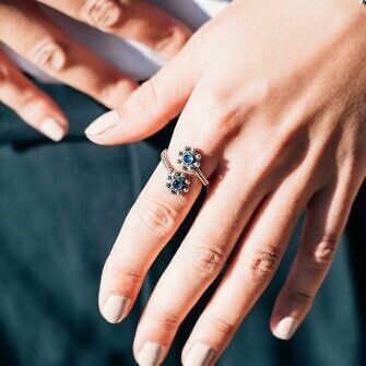 Anillo charro dos botones charros con cristal de color Salamanca