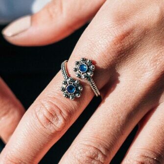 Anillo charro dos botones charros con cristal de color Salamanca