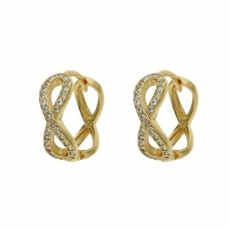 Aros con infinitos en Plata chapada en Oro con circonitas.