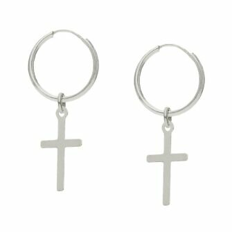 Aros de tubo con cruces en Plata de Ley de 925mm.