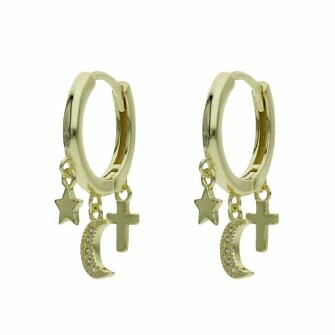 Aros en Plata chapada en Oro con mini charms