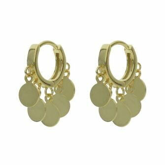 Aros en Plata chapada en Oro con mini charms de chapitas