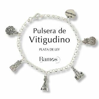 Pulsera de Vitigudino en plata de ley abalorios imagenes representativas del pueblo