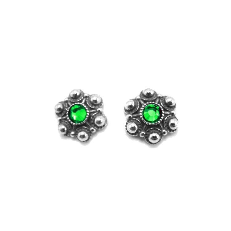 Pendientes botón charro plata cristal color 6 bolas - Imagen 2
