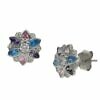 Pendientes flor en Plata de Ley de 925mm con piedras de colores.