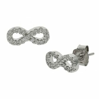 Pendientes infinito en Plata de Ley de 925mm con circonitas.