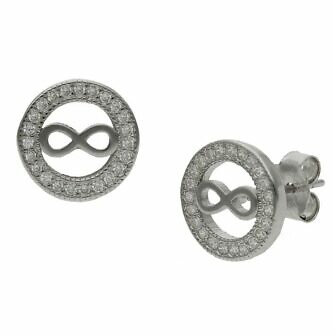 Pendientes infinito en Plata de Ley de 925mm con circonitas.