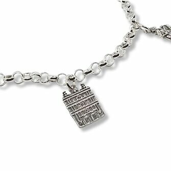 Pulsera de Salamanca abalorios iconos de la ciudad Plaza Mayor, Fachada de La Universidad, Puente Romano, Lazarillo de Tormes, Rana de Salamanca