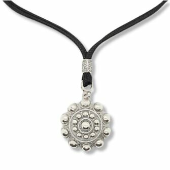 Colgante botón charro con cordón S1260 Negro