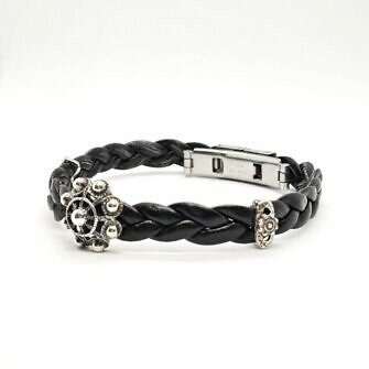 Pulsera charra para chico botones charros y cuero trenzado