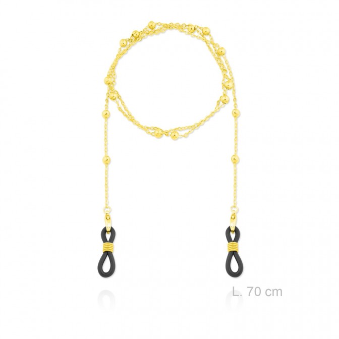 Cadena de eslabones y bolas de acero con chapado en oro para Mascarilla o Gafas
