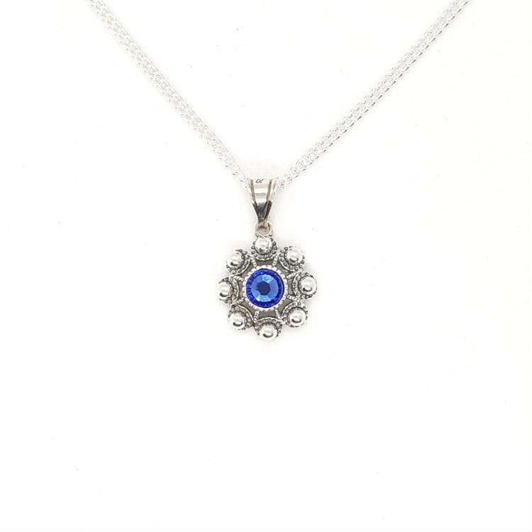 Colgante botón charro en plata con cristal de color - Imagen 4