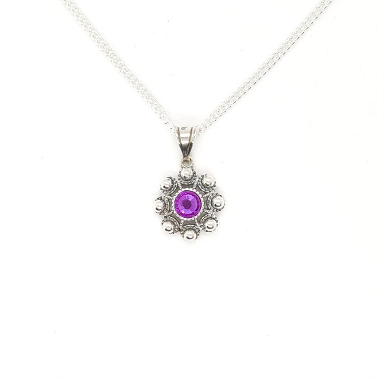 Colgante botón charro en plata con cristal de color - Imagen 3