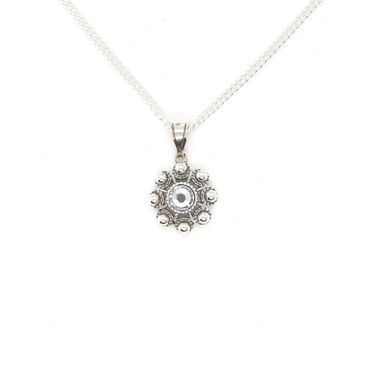 Colgante botón charro en plata con cristal de color - Imagen 8