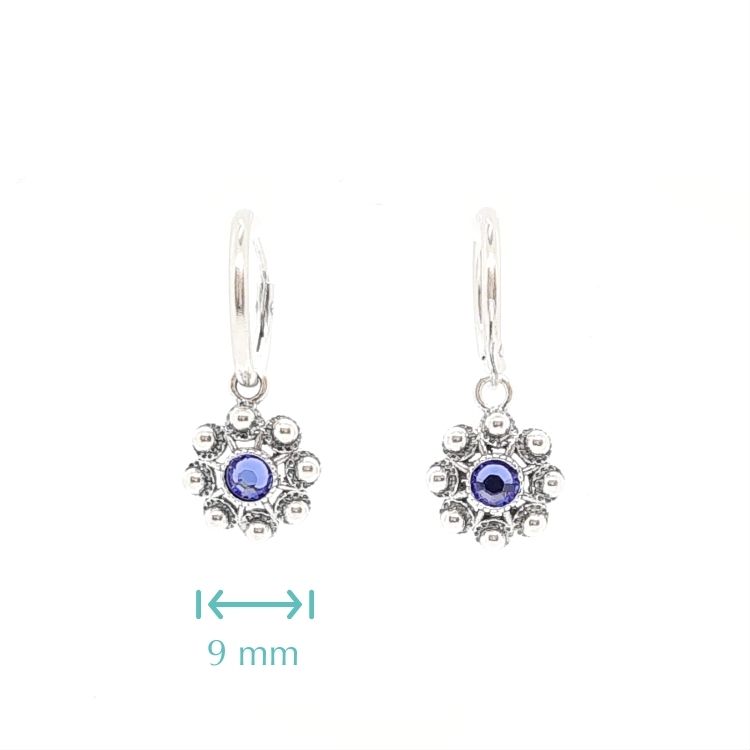 Pendientes botón charro cristales color y aro pequeño - Imagen 4