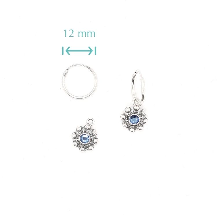 Pendientes botón charro cristales color y aro pequeño - Imagen 5