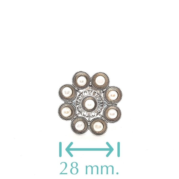 Anillo botón charro con perlas - Imagen 2