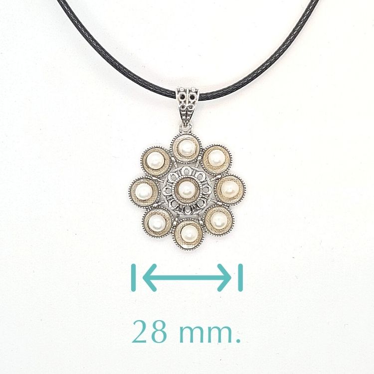 Gargantilla botón charro con perlas - Imagen 3