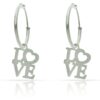 Aros con abalorio de "love" en Plata de Ley