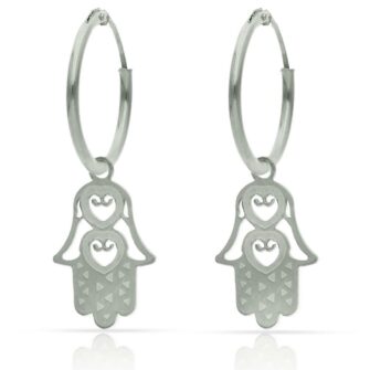 Aros con abalorio de Mano de Fátima en Plata de Ley