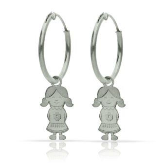 Aros con abalorio de niña en Plata de Ley