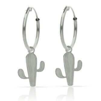 Aros con abalorio de cactus en Plata de Ley